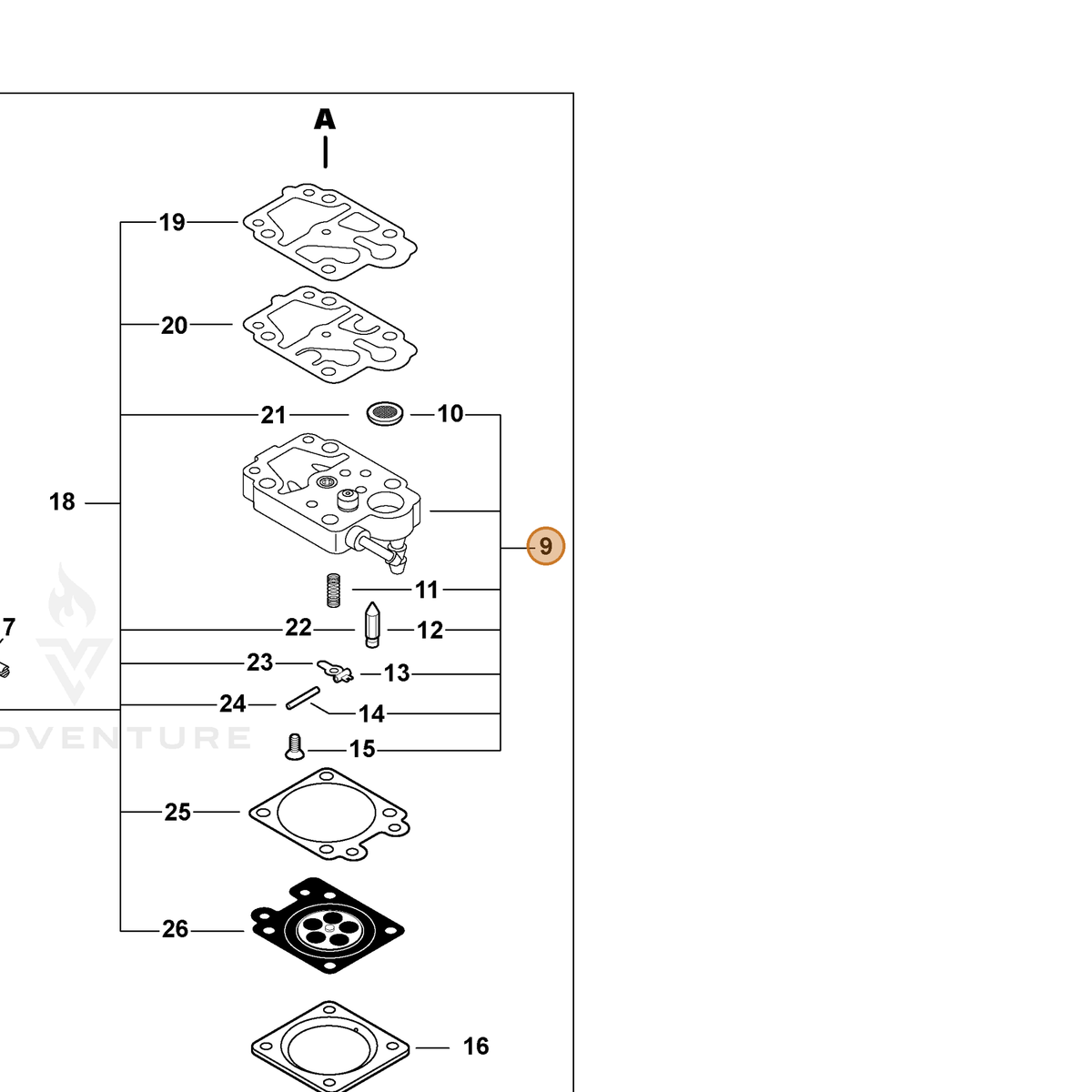 ECHO part P003006600 — IPL diagram snippet (6x zoom, amber highlight)