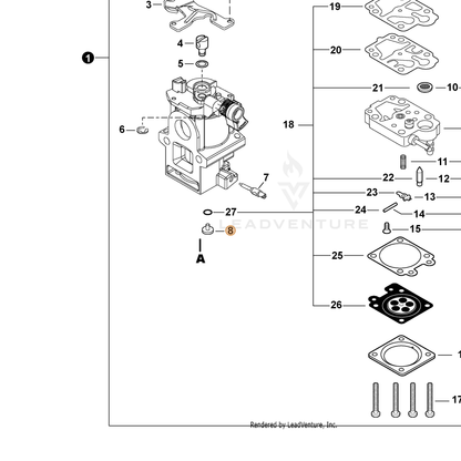 ECHO part P003006610 — IPL diagram snippet (6x zoom, amber highlight)
