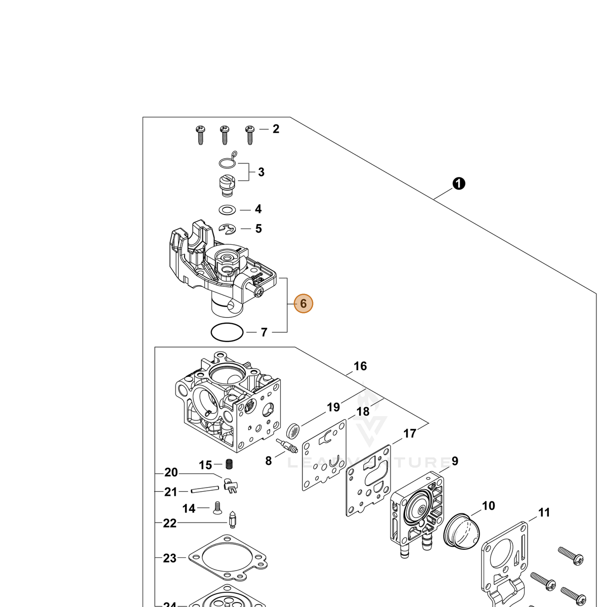ECHO part P003006620 — IPL diagram snippet (6x zoom, amber highlight)