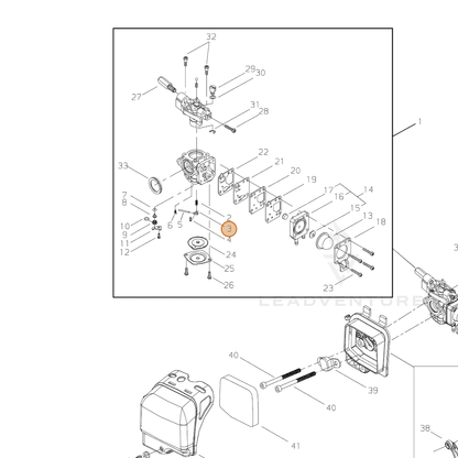 Echo part P004000350 — IPL diagram snippet (6x zoom, amber highlight)