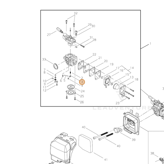 Echo part P004000350 — IPL diagram snippet (6x zoom, amber highlight)
