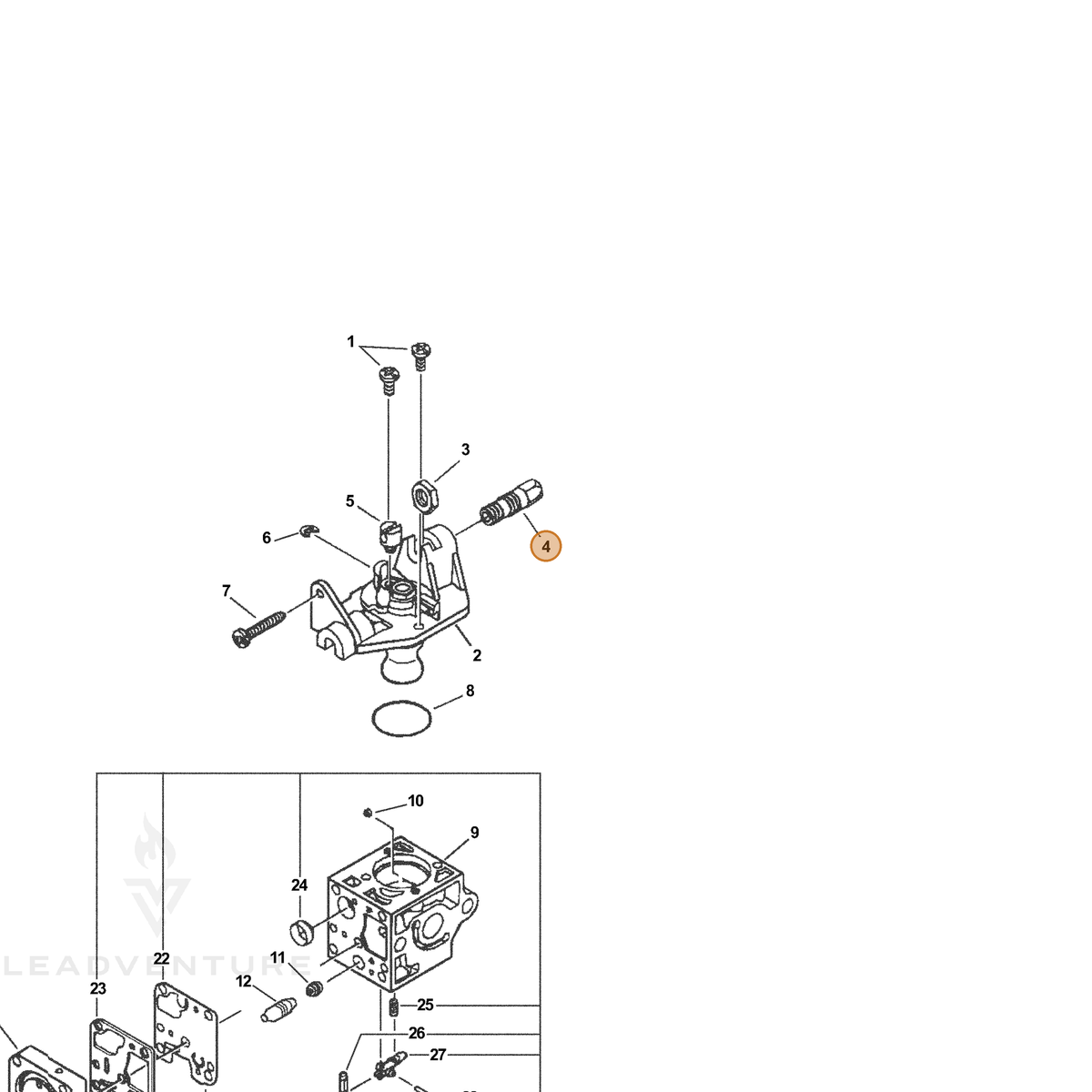 ECHO part P005000110 — IPL diagram snippet (6x zoom, amber highlight)
