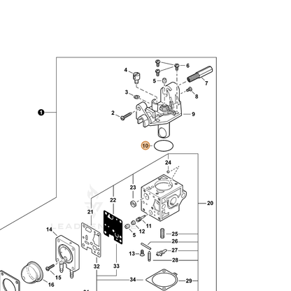 ECHO part P005000280 — IPL diagram snippet (6x zoom, amber highlight)