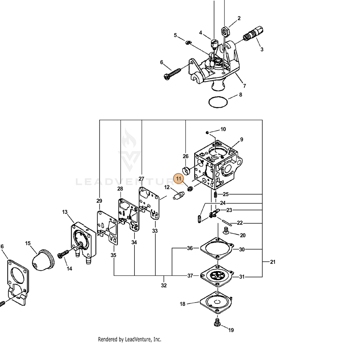 ECHO part P005000380 — IPL diagram snippet (6x zoom, amber highlight)