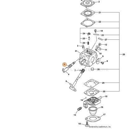 ECHO part P005000400 — IPL diagram snippet (6x zoom, amber highlight)
