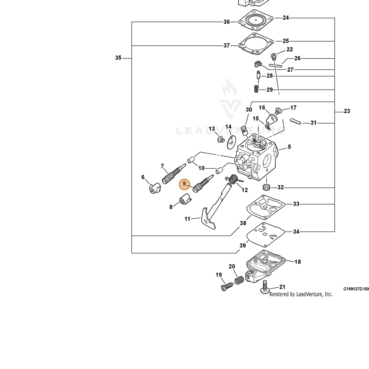 ECHO part P005000420 — IPL diagram snippet (6x zoom, amber highlight)