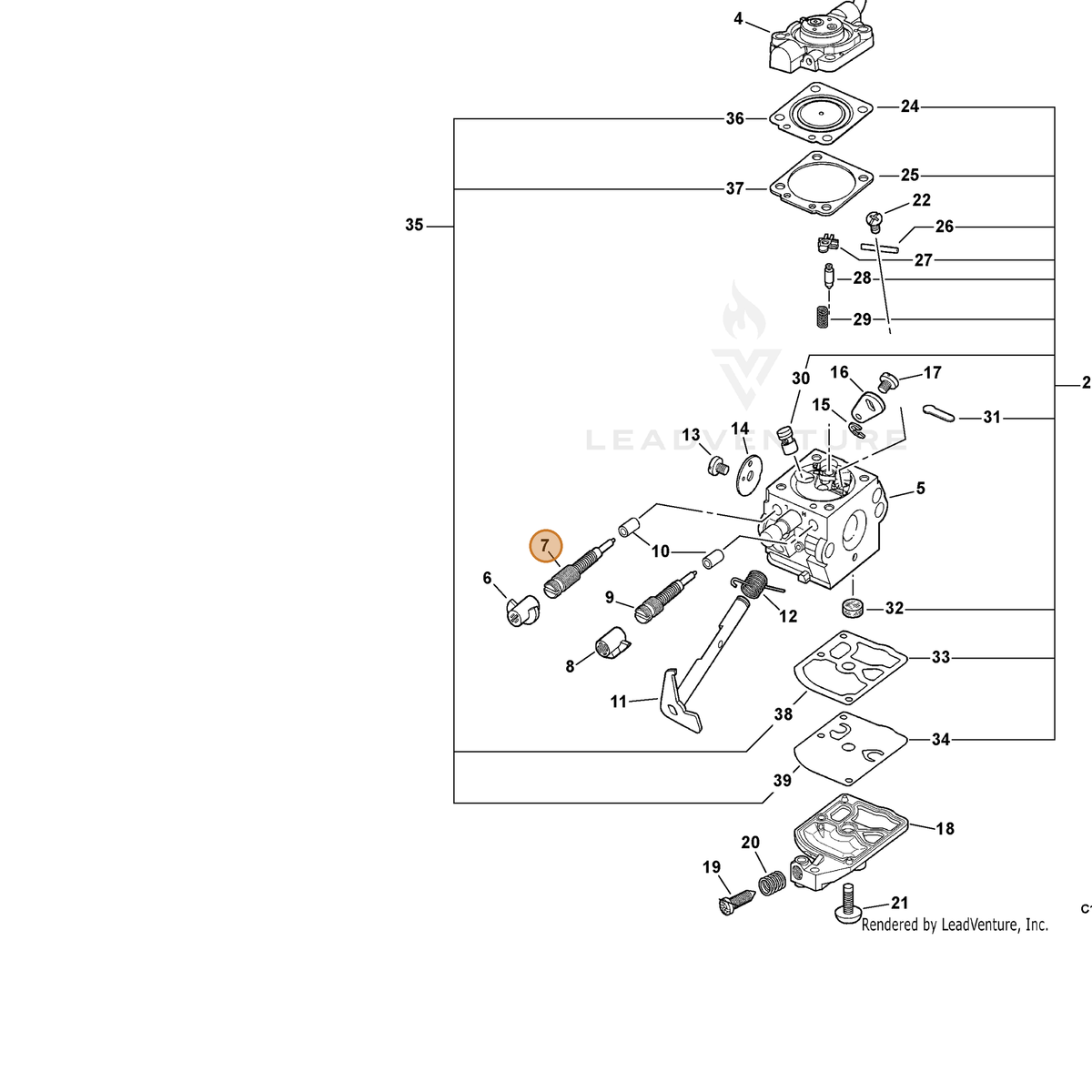 ECHO part P005000430 — IPL diagram snippet (6x zoom, amber highlight)