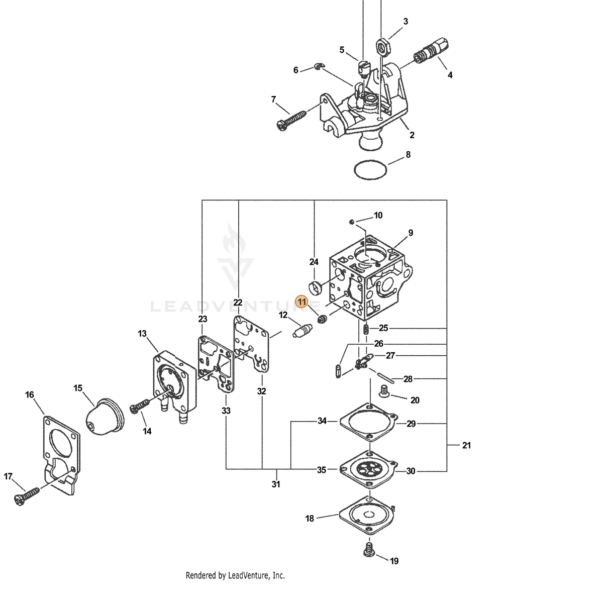 ECHO part P005000540 — IPL diagram snippet (6x zoom, amber highlight)