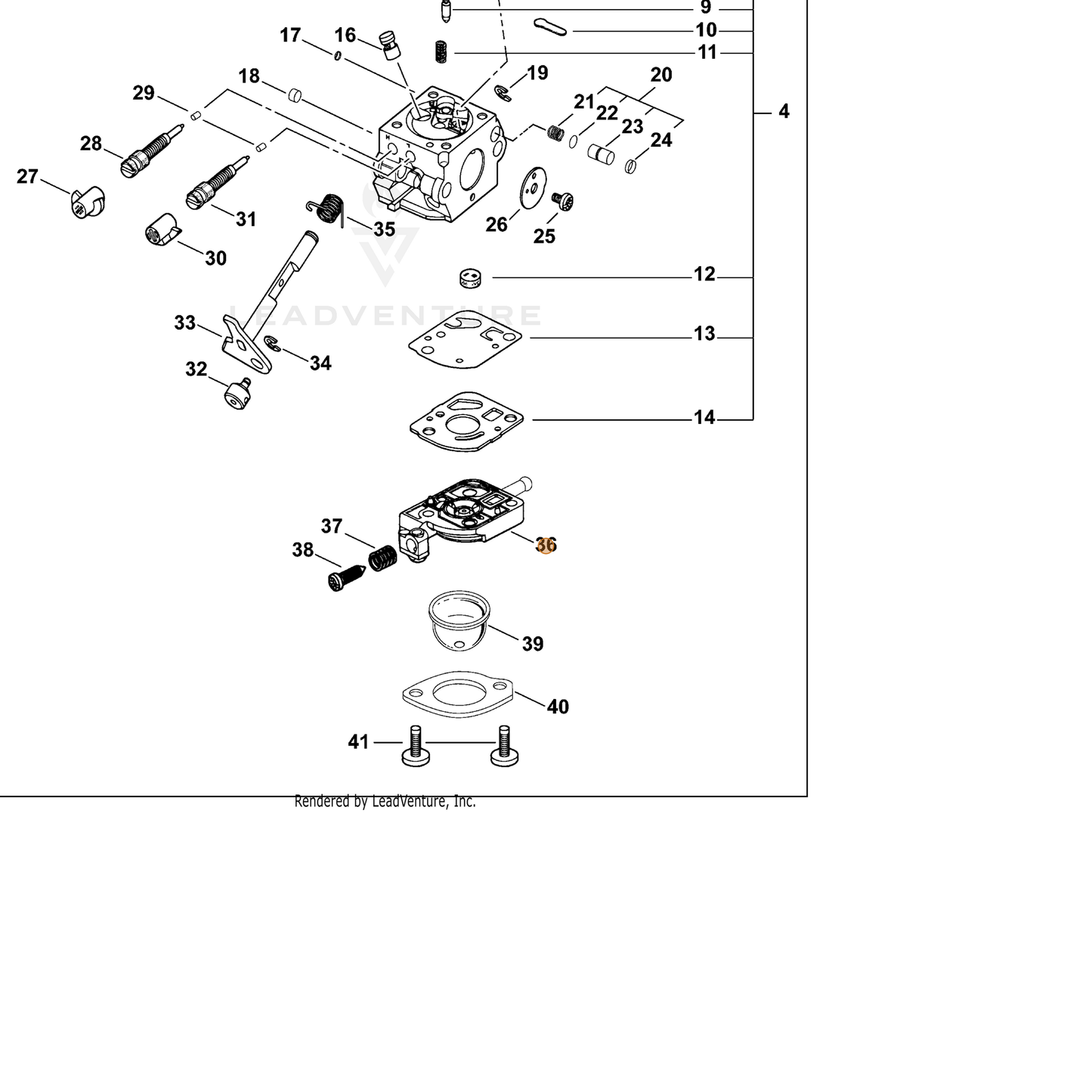 ECHO part P005000590 — IPL diagram snippet (6x zoom, amber highlight)