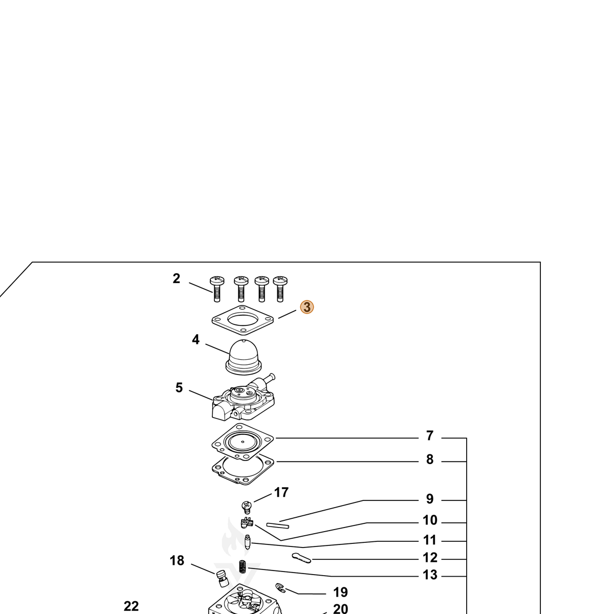 ECHO part P005000620 — IPL diagram snippet (6x zoom, amber highlight)