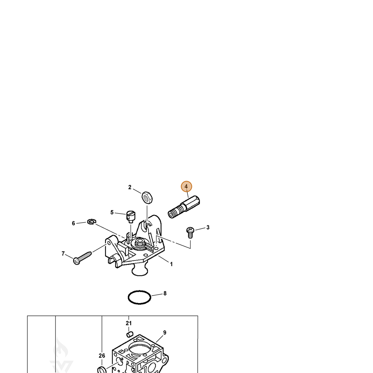 ECHO part P005000700 — IPL diagram snippet (6x zoom, amber highlight)