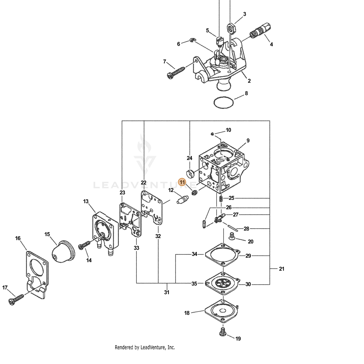 ECHO part P005000720 — IPL diagram snippet (6x zoom, amber highlight)