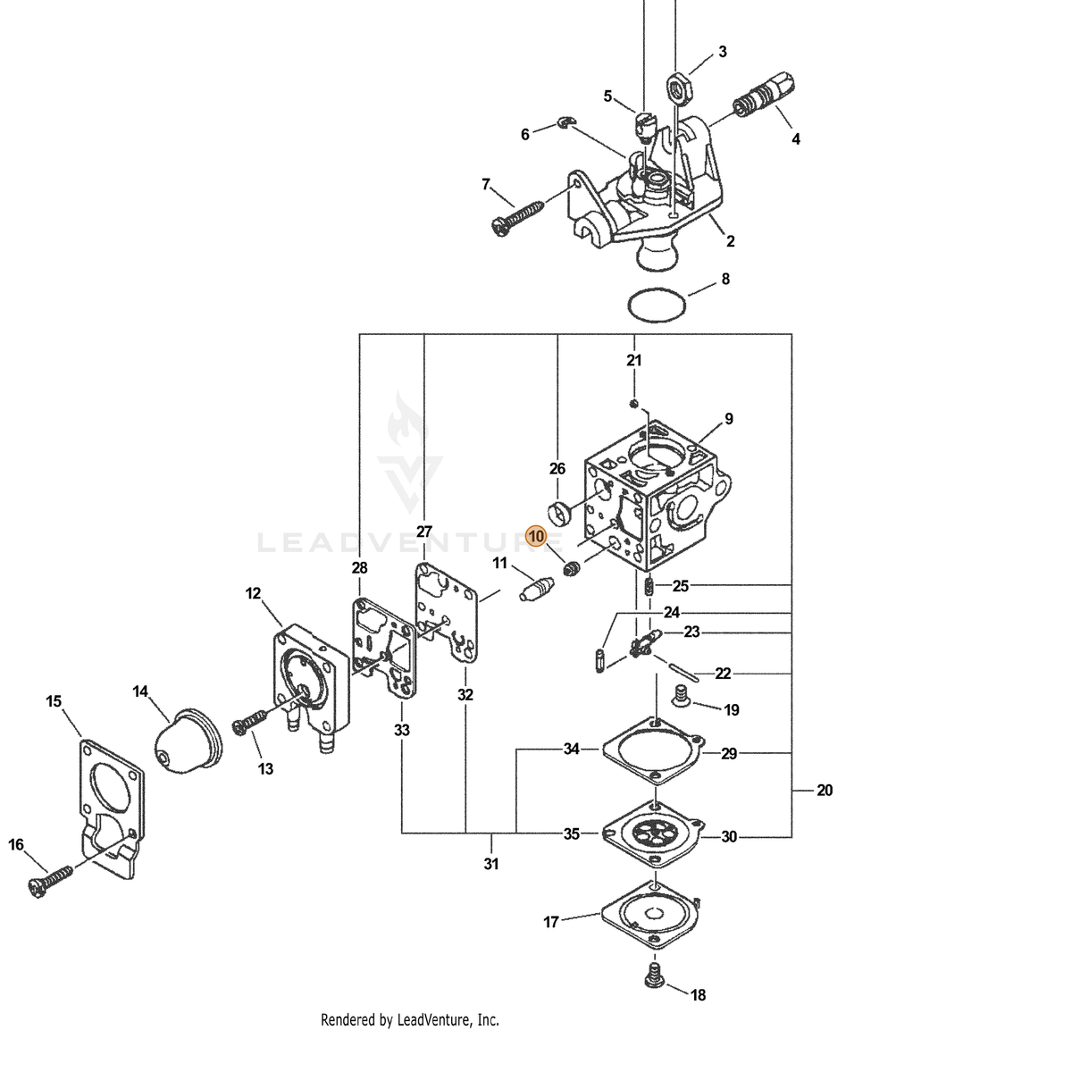 ECHO part P005000730 — IPL diagram snippet (6x zoom, amber highlight)