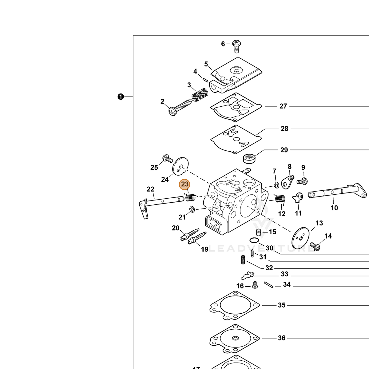 ECHO part P005000790 — IPL diagram snippet (6x zoom, amber highlight)