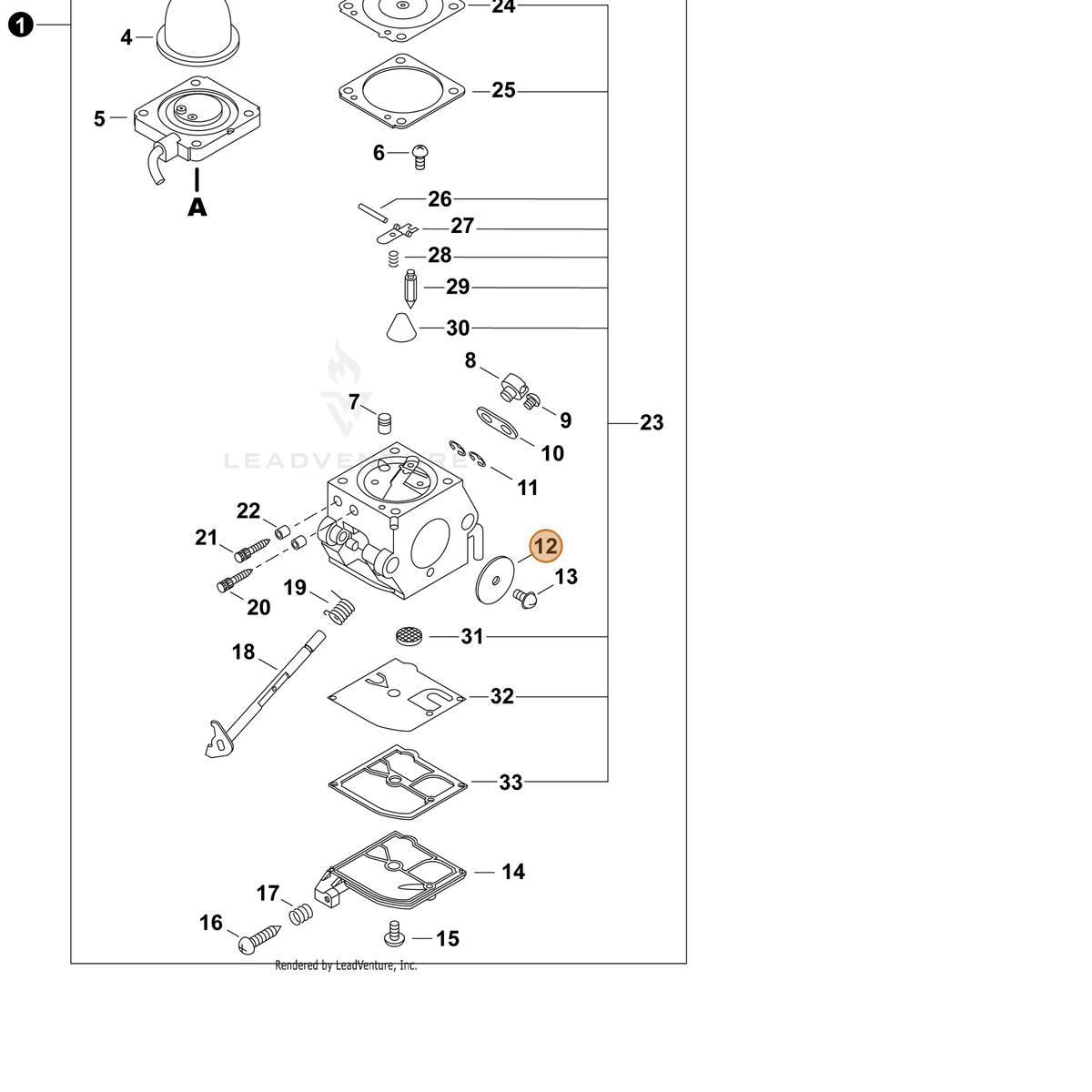 ECHO part P005000810 — IPL diagram snippet (6x zoom, amber highlight)
