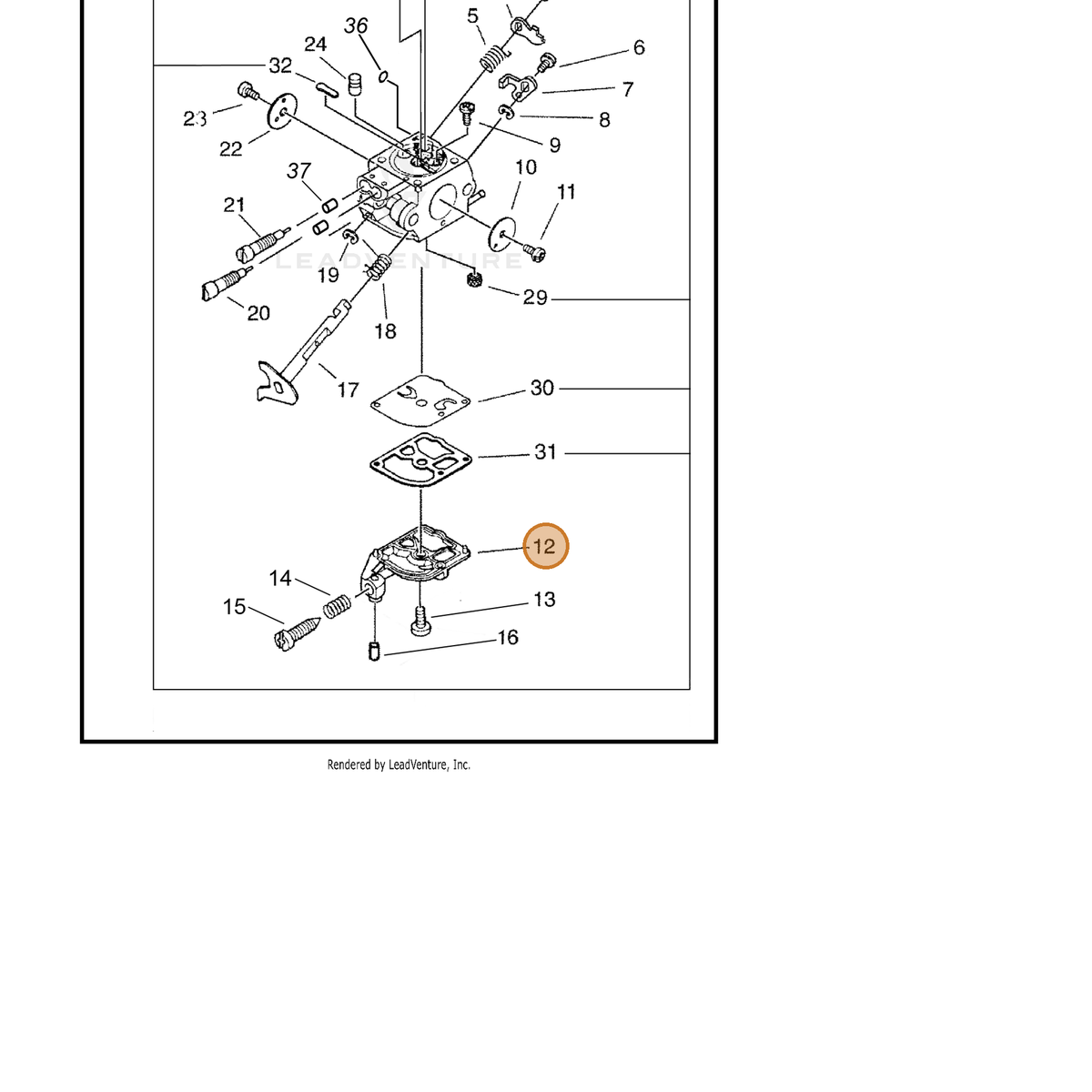ECHO part P005000830 — IPL diagram snippet (6x zoom, amber highlight)