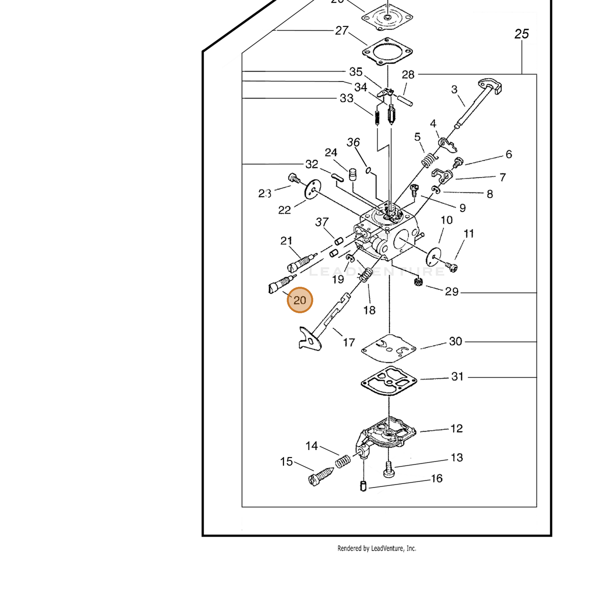 ECHO part P005000840 — IPL diagram snippet (6x zoom, amber highlight)