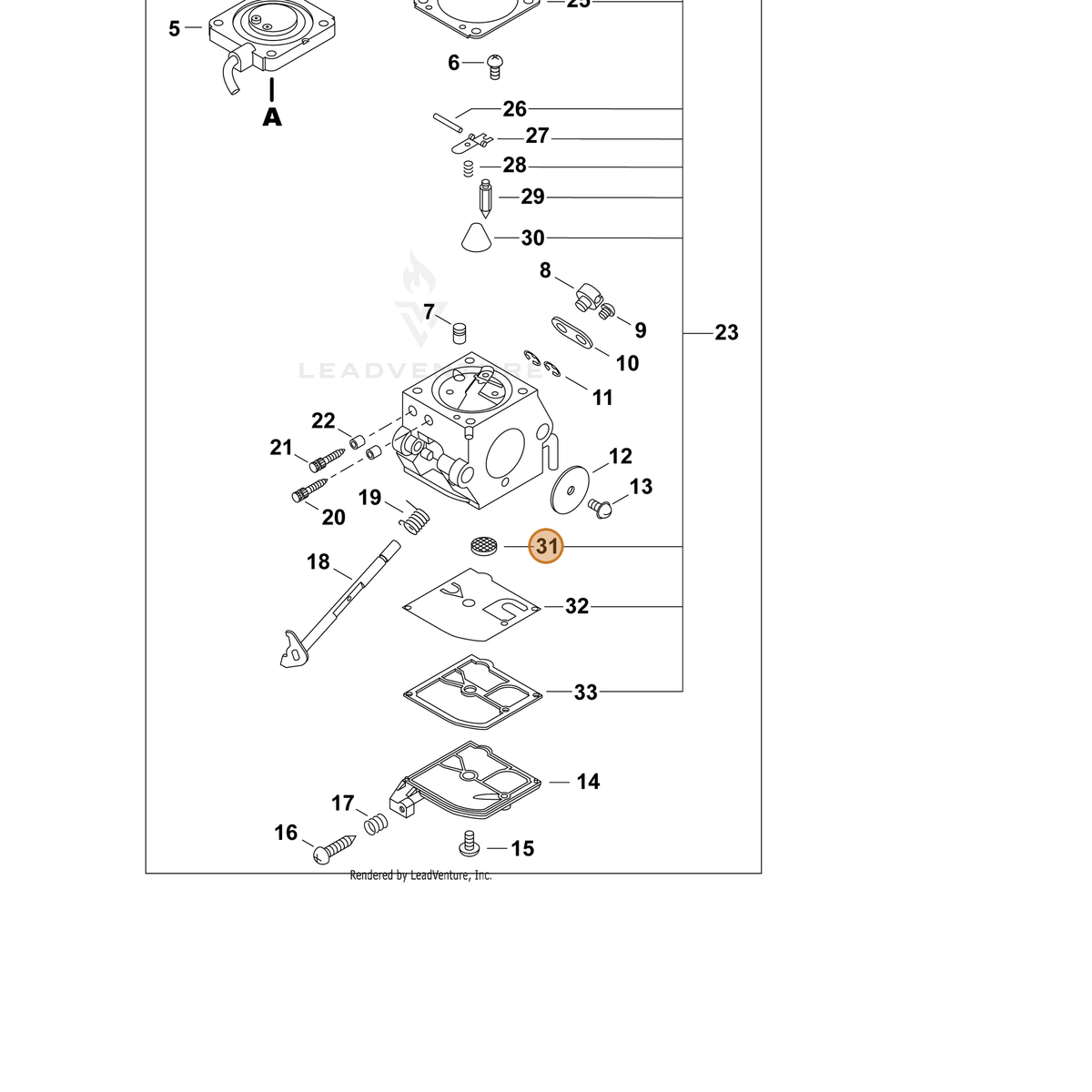 ECHO part P005000860 — IPL diagram snippet (6x zoom, amber highlight)