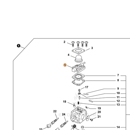 ECHO part P005000970 — IPL diagram snippet (6x zoom, amber highlight)