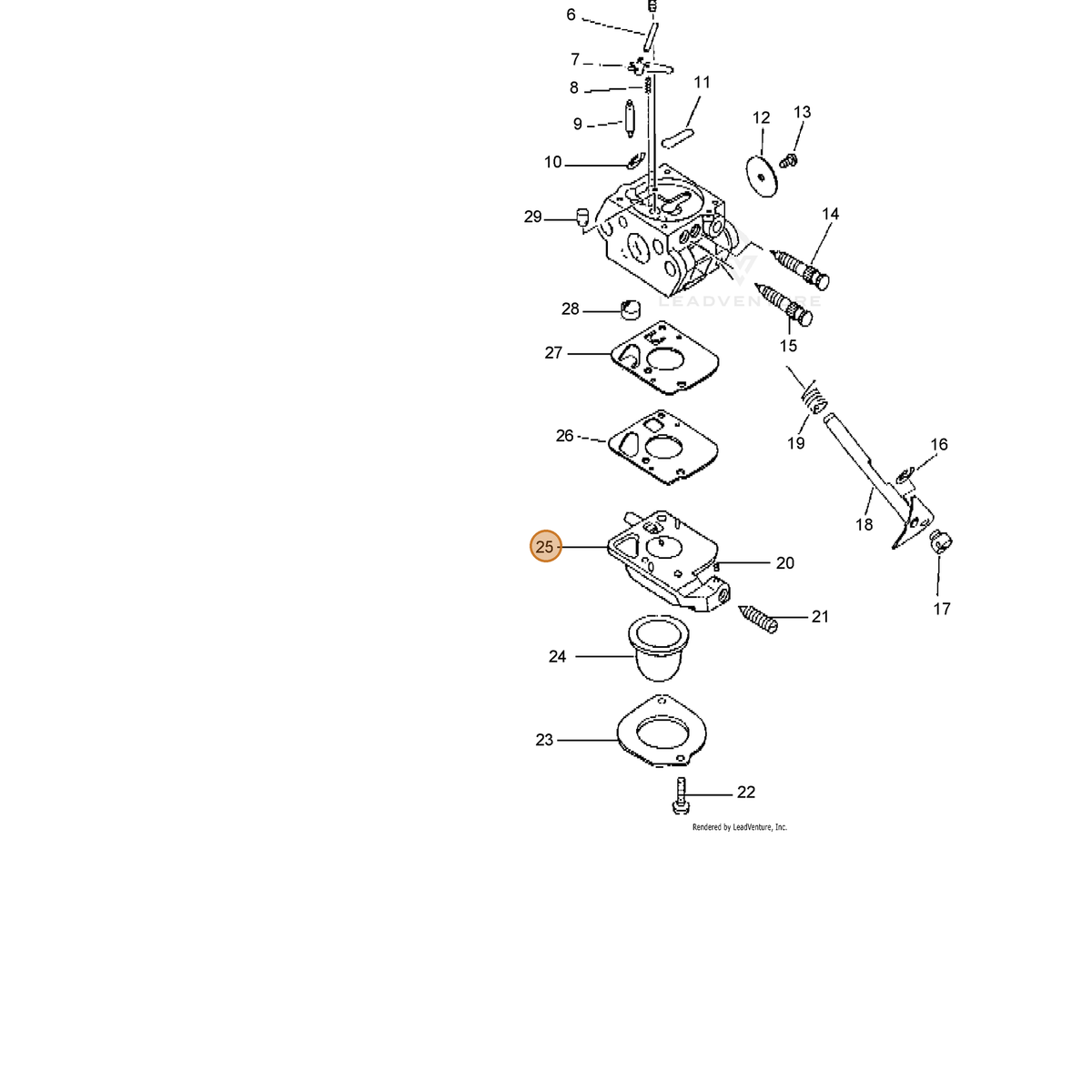 ECHO part P005000990 — IPL diagram snippet (6x zoom, amber highlight)