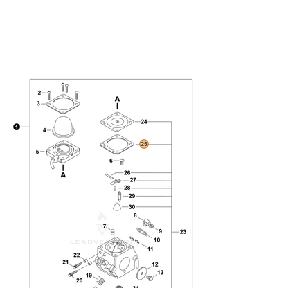 ECHO part P005001140 — IPL diagram snippet (6x zoom, amber highlight)