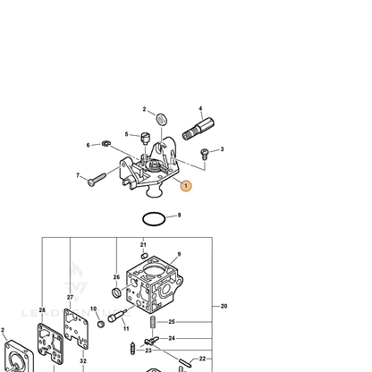 ECHO part P005001280 — IPL diagram snippet (6x zoom, amber highlight)