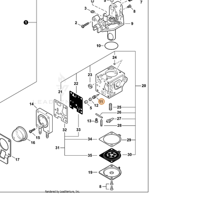 ECHO part P005001290 — IPL diagram snippet (6x zoom, amber highlight)