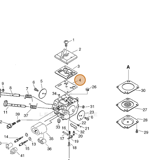 ECHO part P005001420 — IPL diagram snippet (6x zoom, amber highlight)