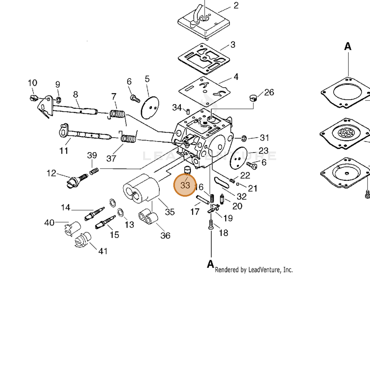 ECHO part P005001470 — IPL diagram snippet (6x zoom, amber highlight)