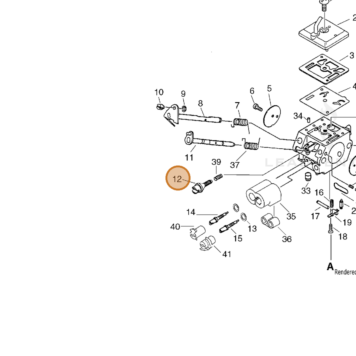 ECHO part P005001480 — IPL diagram snippet (6x zoom, amber highlight)