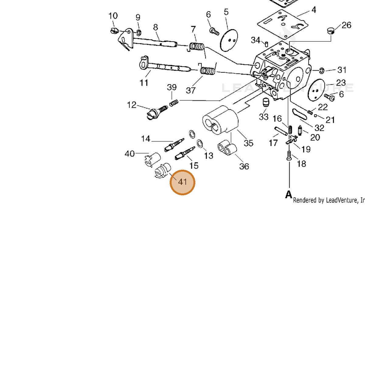 ECHO part P005001520 — IPL diagram snippet (6x zoom, amber highlight)