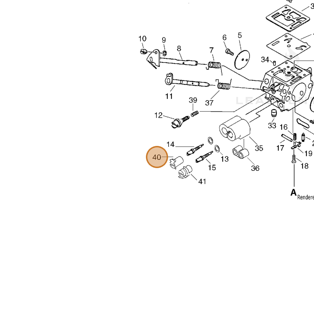 ECHO part P005001530 — IPL diagram snippet (6x zoom, amber highlight)