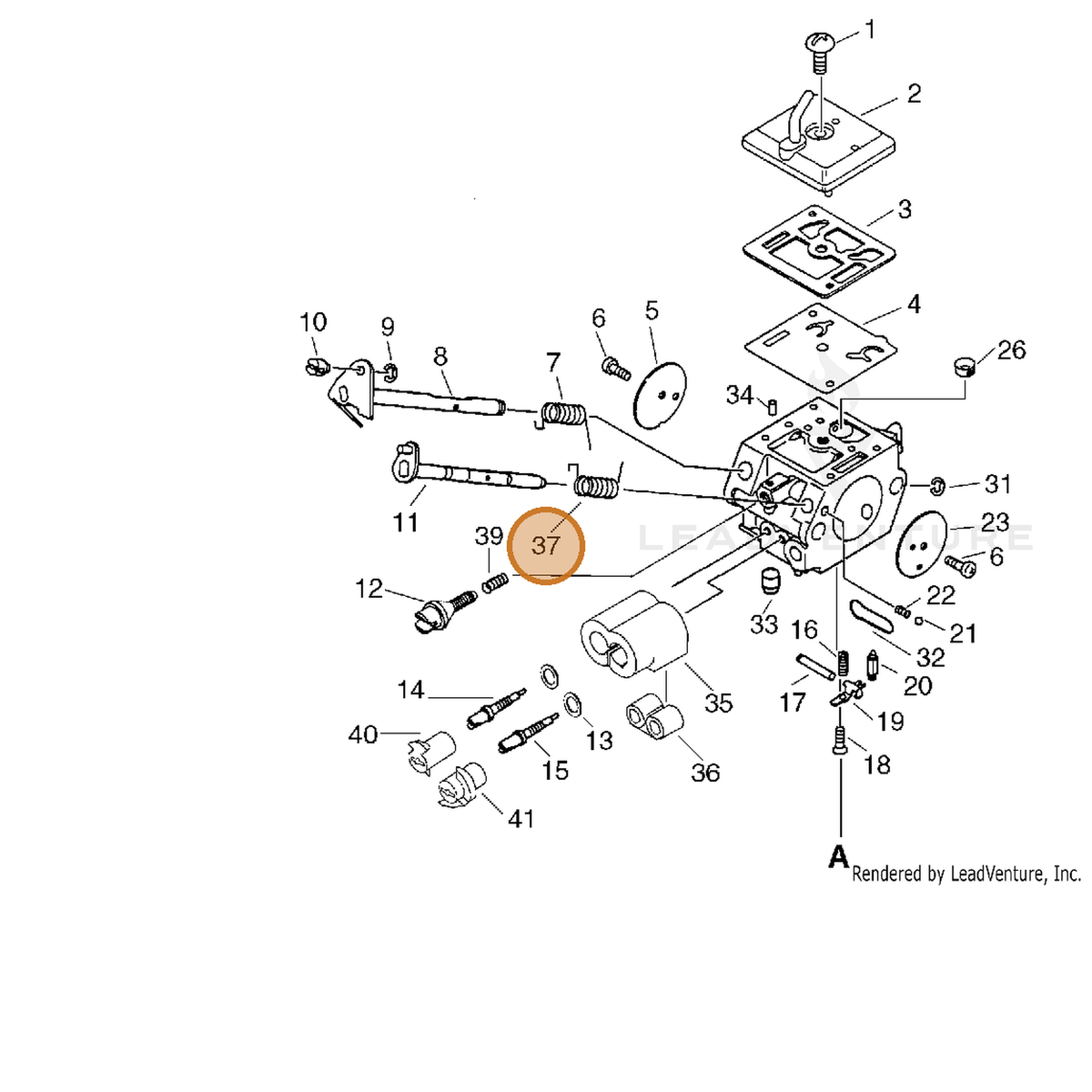 ECHO part P005001560 — IPL diagram snippet (6x zoom, amber highlight)