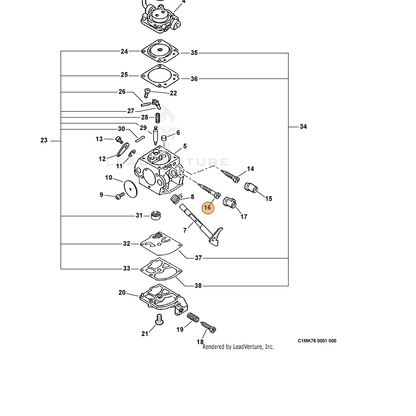 ECHO part P005001600 — IPL diagram snippet (6x zoom, amber highlight)