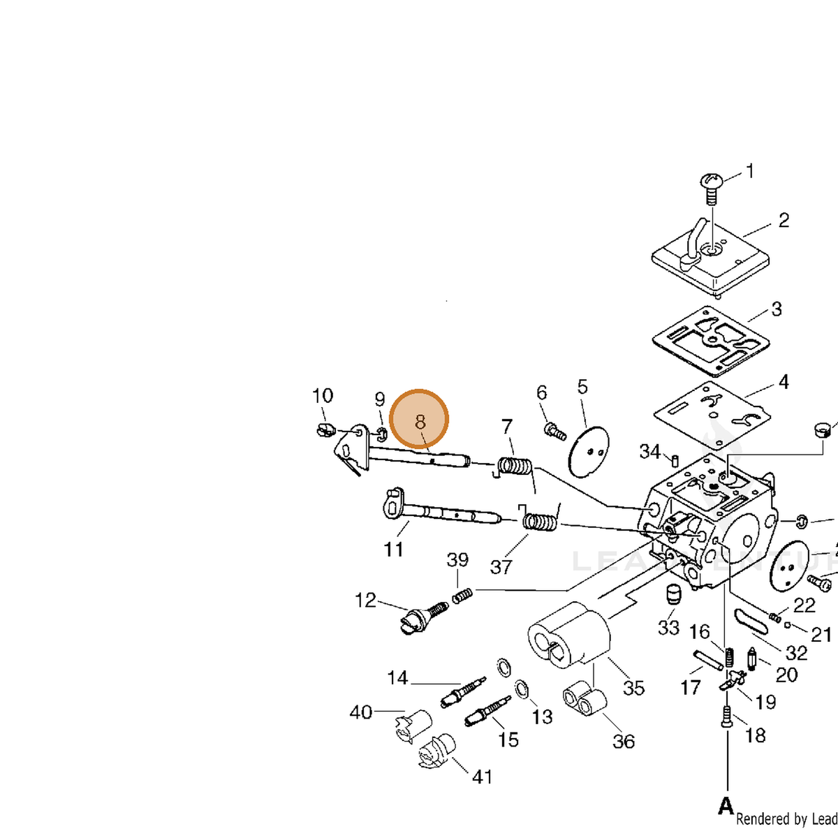 ECHO part P005001610 — IPL diagram snippet (6x zoom, amber highlight)