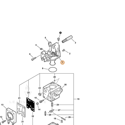 ECHO part P005001620 — IPL diagram snippet (6x zoom, amber highlight)