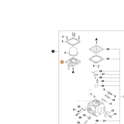 ECHO part P005001680 — IPL diagram snippet (6x zoom, amber highlight)