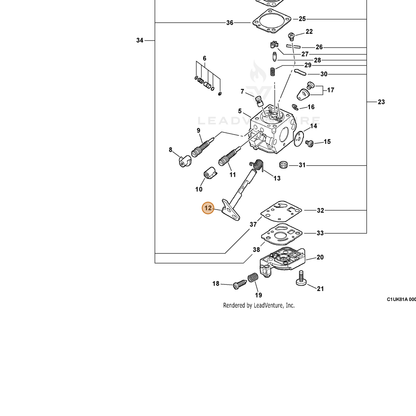 ECHO part P005001700 — IPL diagram snippet (6x zoom, amber highlight)