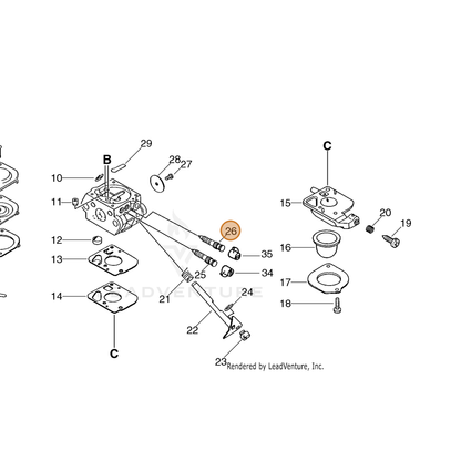 ECHO part P005001720 — IPL diagram snippet (6x zoom, amber highlight)
