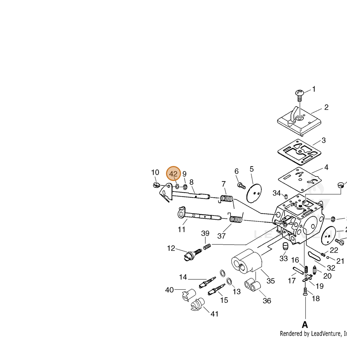 ECHO part P005001870 — IPL diagram snippet (6x zoom, amber highlight)