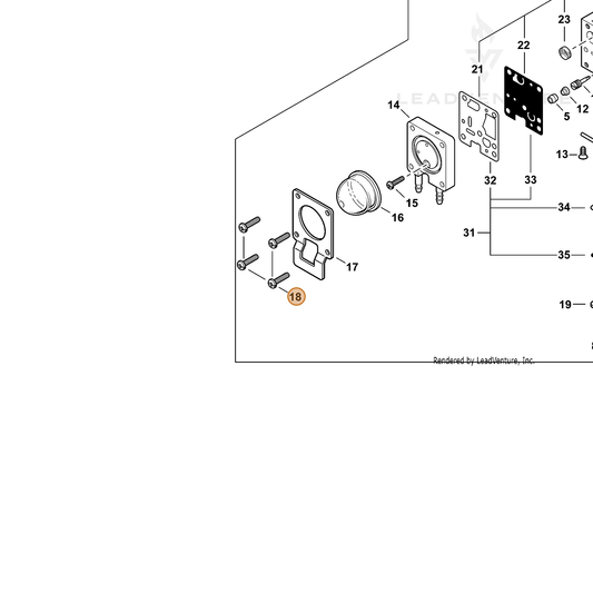 ECHO part P005001900 — IPL diagram snippet (6x zoom, amber highlight)