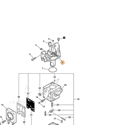 ECHO part P005002000 — IPL diagram snippet (6x zoom, amber highlight)