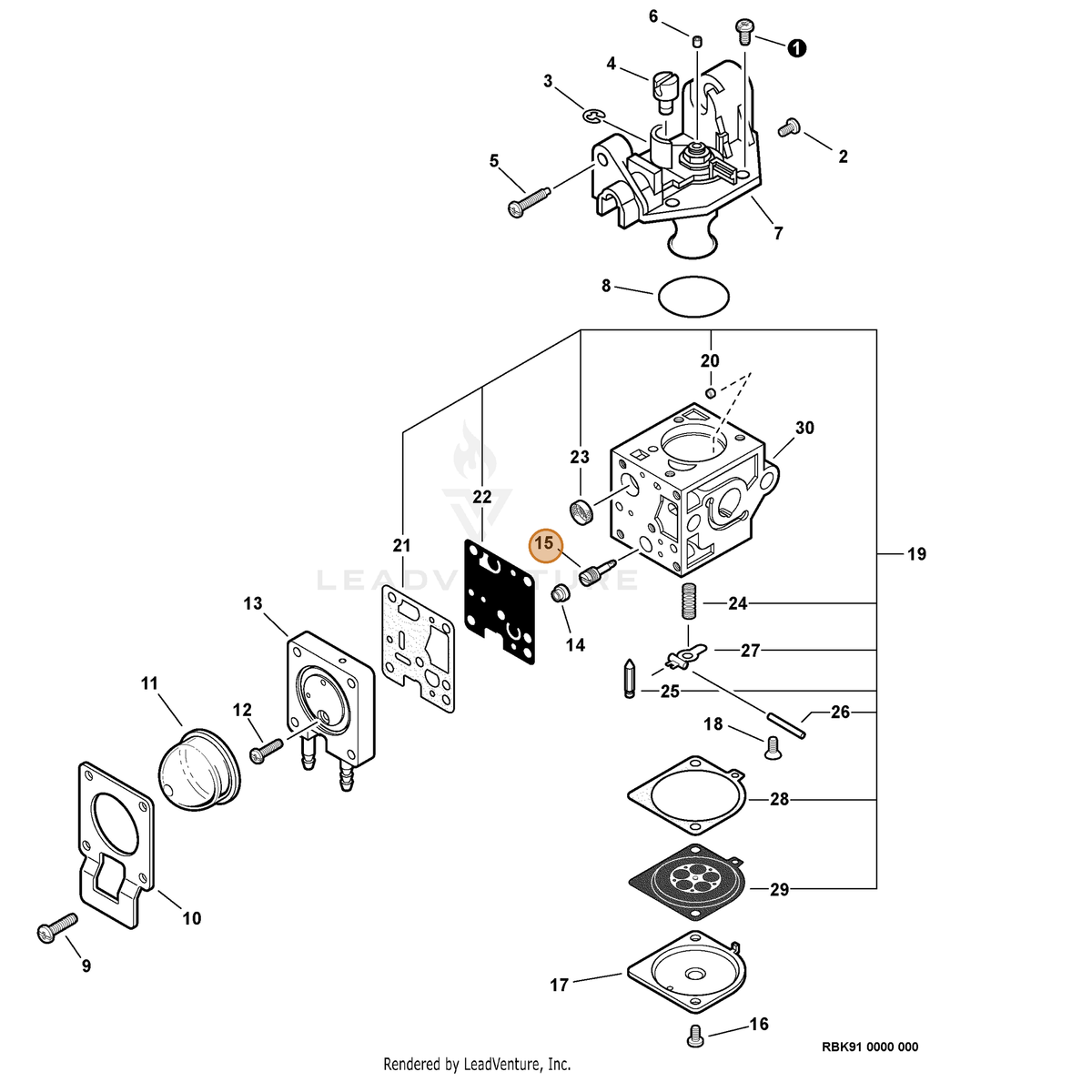 ECHO part P005002060 — IPL diagram snippet (6x zoom, amber highlight)