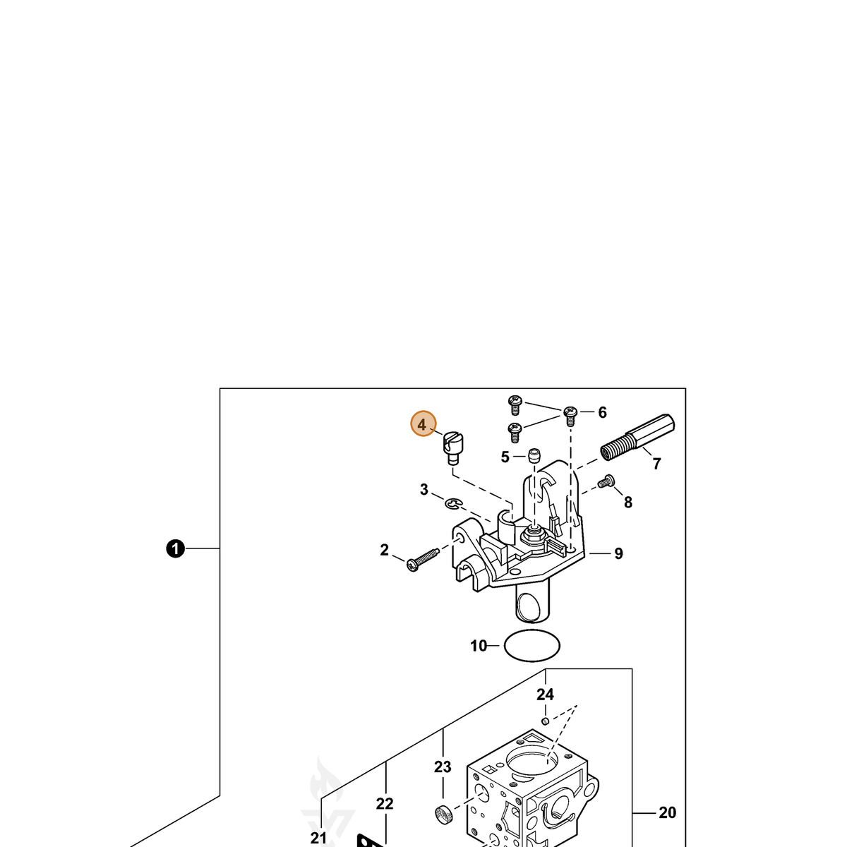 ECHO part P005002090 — IPL diagram snippet (6x zoom, amber highlight)