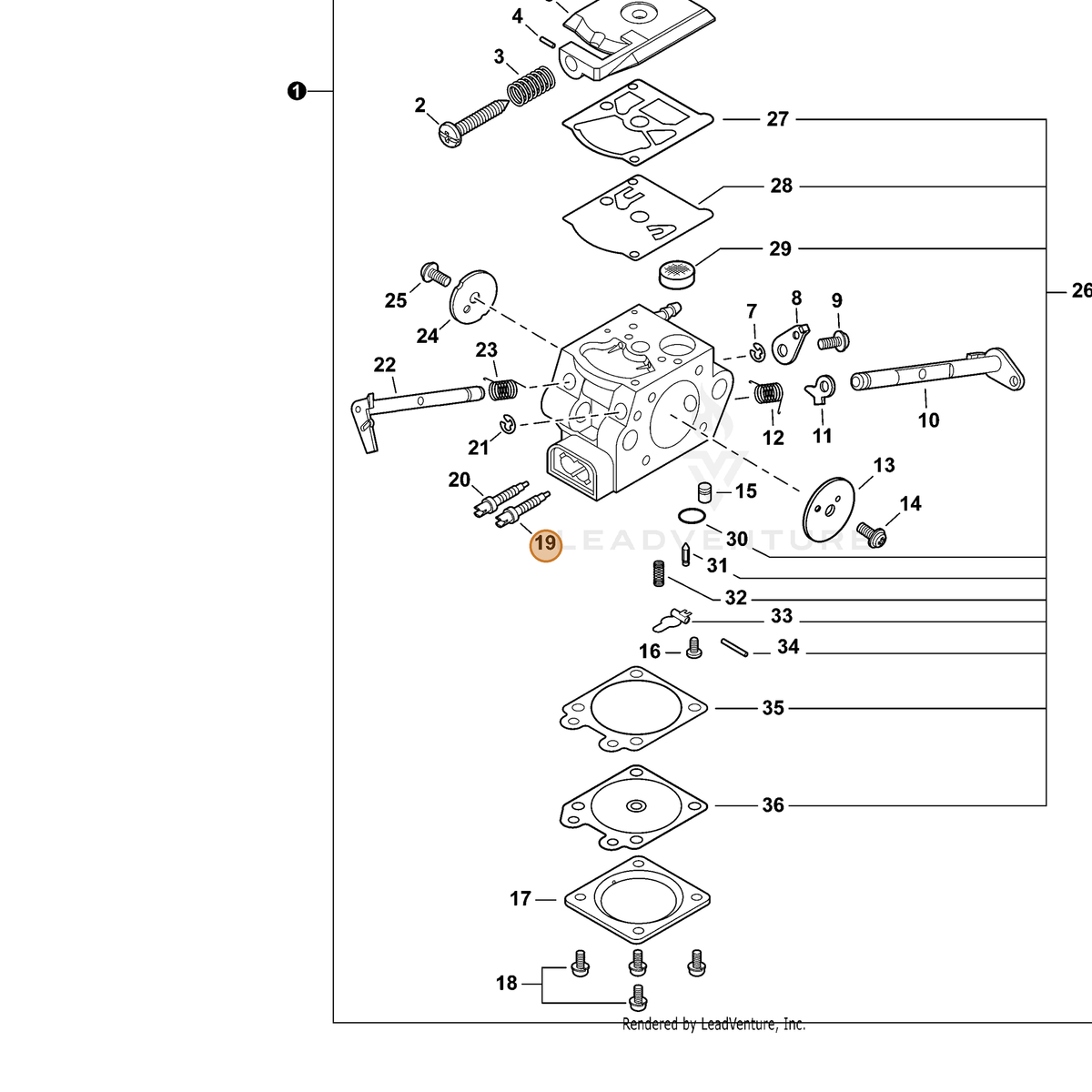 ECHO part P005002370 — IPL diagram snippet (6x zoom, amber highlight)
