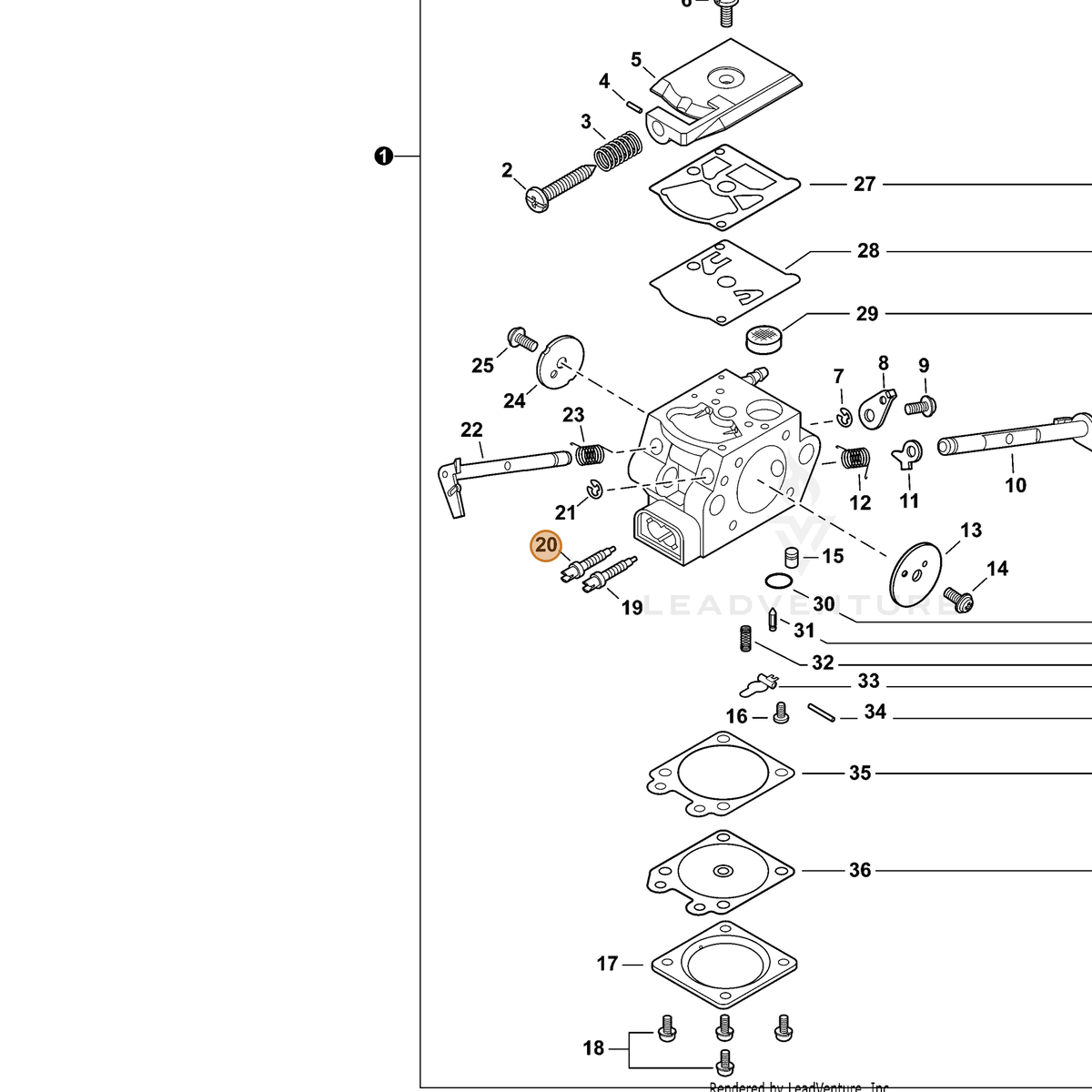 ECHO part P005002380 — IPL diagram snippet (6x zoom, amber highlight)
