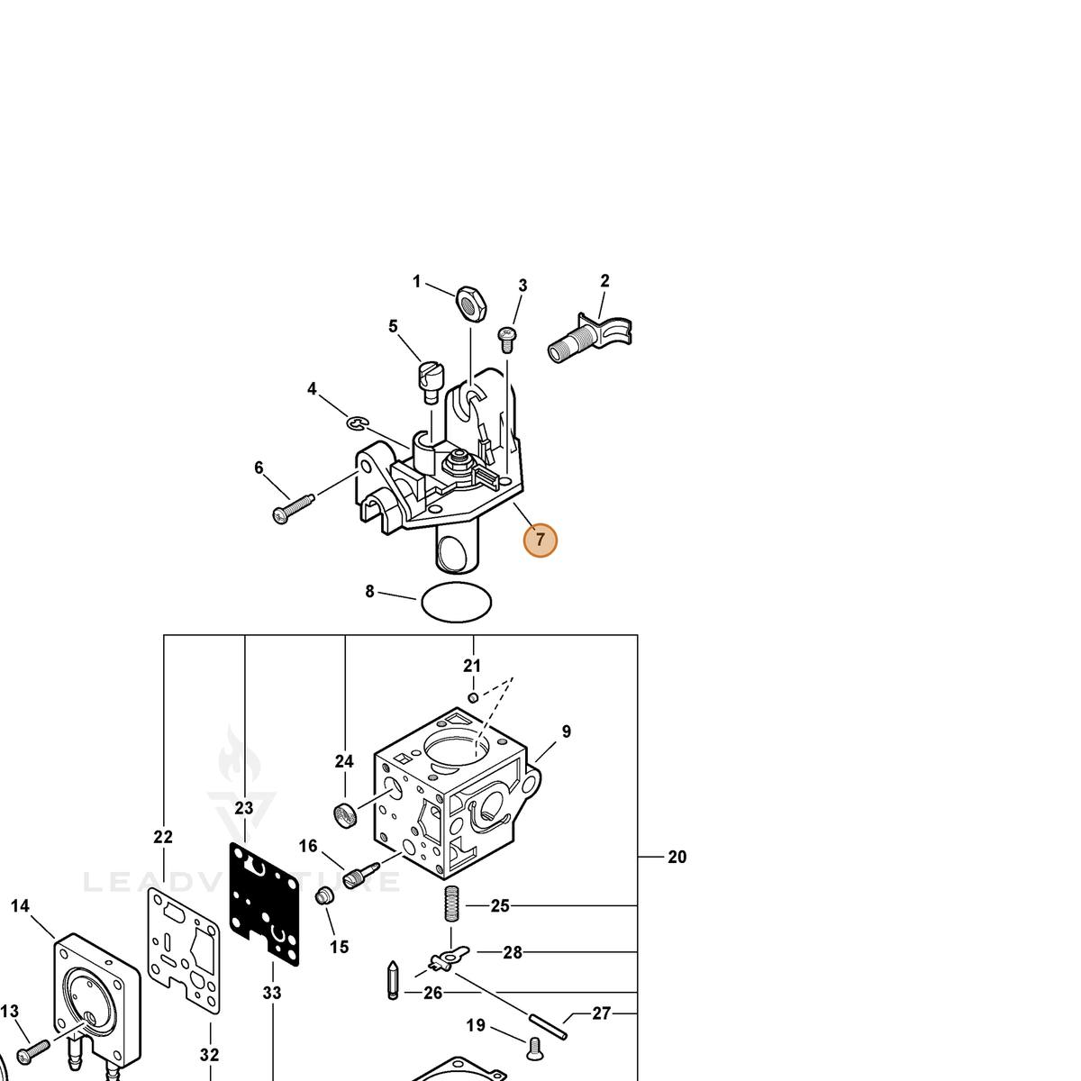 ECHO part P005002470 — IPL diagram snippet (6x zoom, amber highlight)