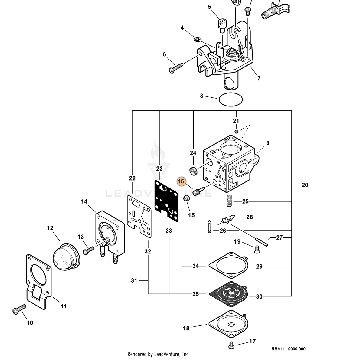 ECHO part P005002490 — IPL diagram snippet (6x zoom, amber highlight)