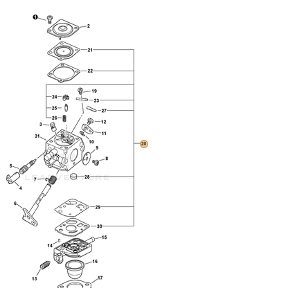 ECHO part P005002630 — IPL diagram snippet (6x zoom, amber highlight)