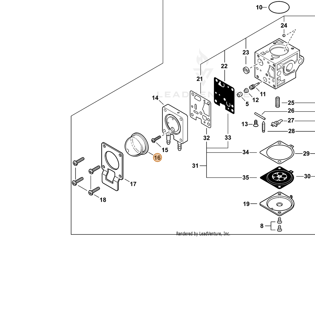 ECHO part P005003110 — IPL diagram snippet (6x zoom, amber highlight)